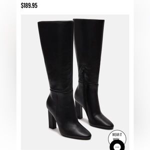 Steve Madden archers black leather knee high boots.